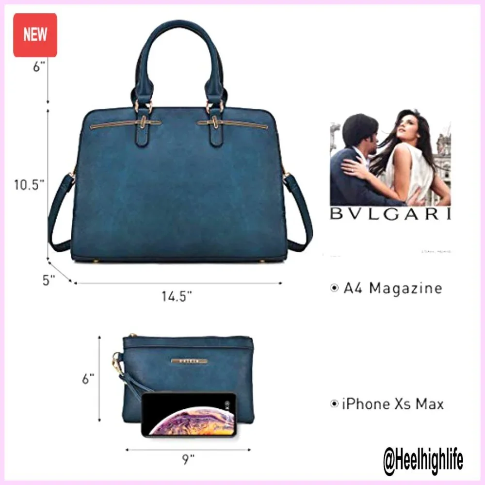 Vegan Leather Hobo Bag Set with 3 Compartments and Adjustable Strap